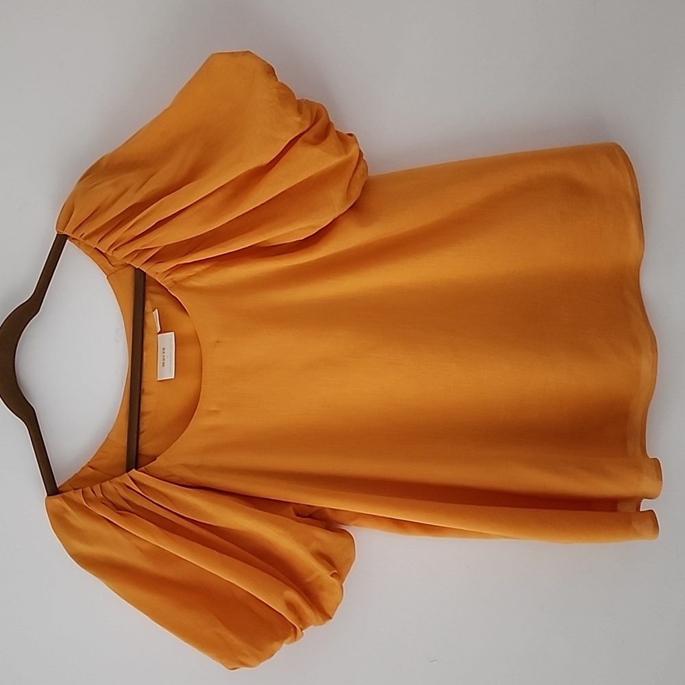 Anthropologie Maeve Mango Orange Halloween Puffed Sleeves Blouse Top S (bx28)